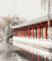 中式亭廊水边景观5552#横屏 