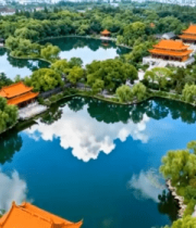 	 中式古建筑园林俯瞰全景10954#横屏 