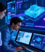 男女查看科技感屏幕数据9218#横屏 