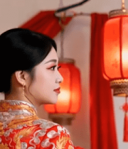 中式新娘背影婚礼素材6176#横屏 