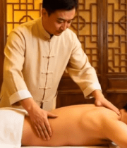 中式按摩技师为顾客按摩背部1748#横屏 