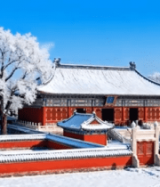 中式古建筑雪景全景3600#横屏 