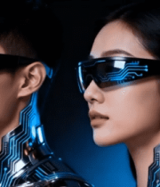 男女佩戴科技感眼镜造型7885#横屏 