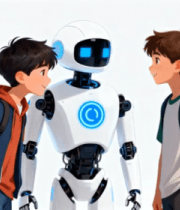 男孩与机器人互动场景(2)7417#横屏 