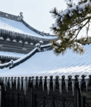 	 中式古建筑雪景214#横屏 