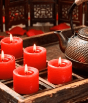 中式茶具与蜡烛摆拍4884#横屏 