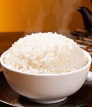 木桌白米饭与茶具特写5492#横屏 