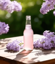 木桌上的粉瓶与紫丁香684#横屏 