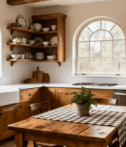 木质乡村风格厨房内景2219#横屏 