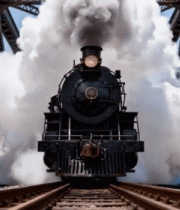 蒸汽火车驶过跨海铁桥4453#横屏 