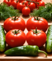 木盘上摆放的新鲜蔬果9217#横屏 