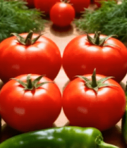 木盘上摆放的新鲜蔬果9217#横屏 