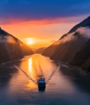 长江三峡日落江景4231#横屏 