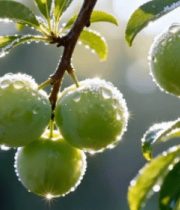 枝头带霜露的青李子10212#横屏 