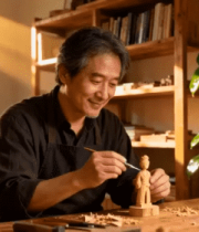 木工匠人专注雕刻小雕像10512#横屏 