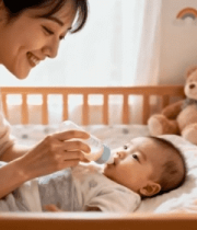 母亲在卧室给婴儿喂奶(1)7302#横屏 