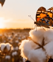 棉花田中的蝴蝶特写11955#横屏 