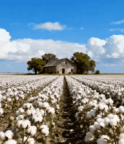 棉花田与远处房屋风景11902#横屏 