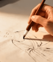 毛笔绘制古风人物画面素材2907#横屏 