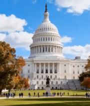 美国国会大厦秋季景观5230#横屏 
