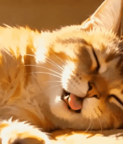 猫咪惬意舔毛特写6977#横屏 