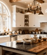 美式乡村风格厨房全景14982#横屏 