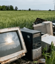 麦田中的废旧电脑堆积7020#横屏 