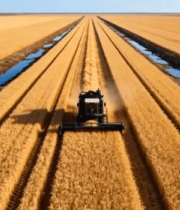 	 麦田中收割机作业景象13101#横屏 