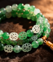 绿色翡翠玉石手链特写8259#横屏 