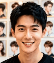 理发店微笑男子近景3758#横屏 