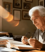 老人室内阅读书籍场景677#横屏 