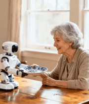 老人与机器人餐桌互动场景8264#横屏 