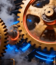 运转中的机械齿轮特写7373#横屏 
