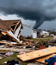 遭龙卷风破坏的房屋景象6496#横屏 