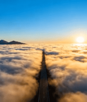 云海中公路日出景象11333#横屏 