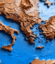 立体地图欧洲区域特写10082#横屏 