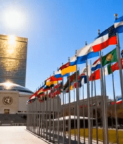 	 联合国总部多国国旗飘扬景象6392#横屏 