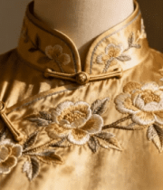 金色刺绣旗袍特写10075#横屏 