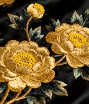 金色刺绣花卉图案素材14686#横屏 