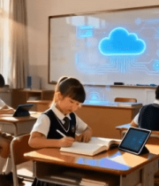 	 教室中老师授课学生使用平板学习5727#横屏 