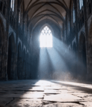 教堂内部光线照射场景6427#横屏 