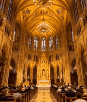 教堂内部信众集会场景6155#横屏 