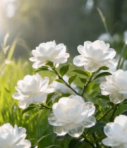 阳光下绽放的白色花朵(1)2676#横屏 