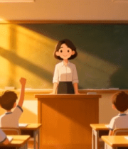 教室里老师授课学生举手画面11903#横屏 