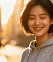 街道上微笑的年轻女性13121#横屏 