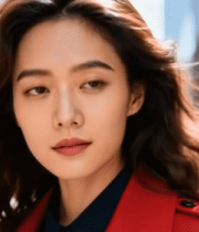 街头红衣女性特写2825#横屏 