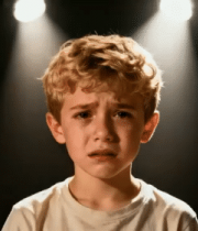 金发男孩舞台灯光下哭泣9719#横屏 