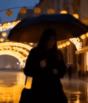 街道夜景行人与灯笼装饰 ()7670#横屏 