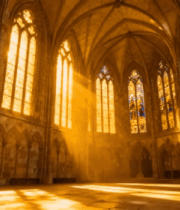 教堂内阳光照射场景6355#横屏 