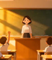 教室里老师授课学生举手画面11903#横屏 